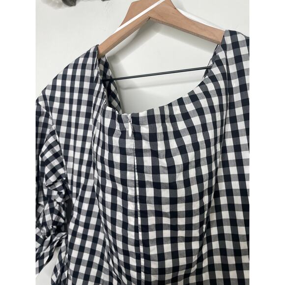 Gianni Bini Gingham Dress Medium Tie Side Wrap Mini Balloon Sleeve - Picture 7 of 9